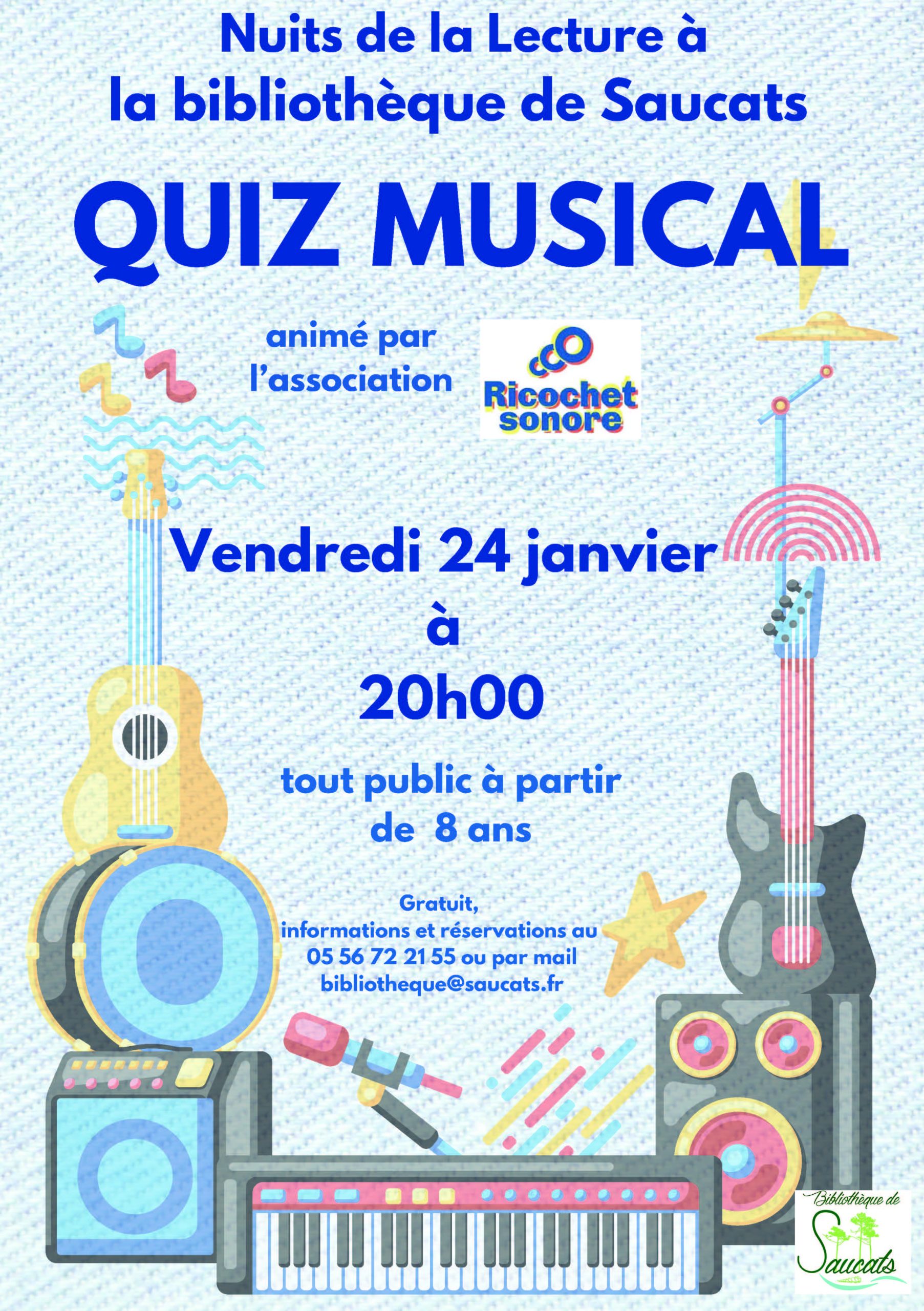 BIBLIOTHÈQUE - Quiz musical "les nuits de la lecture"