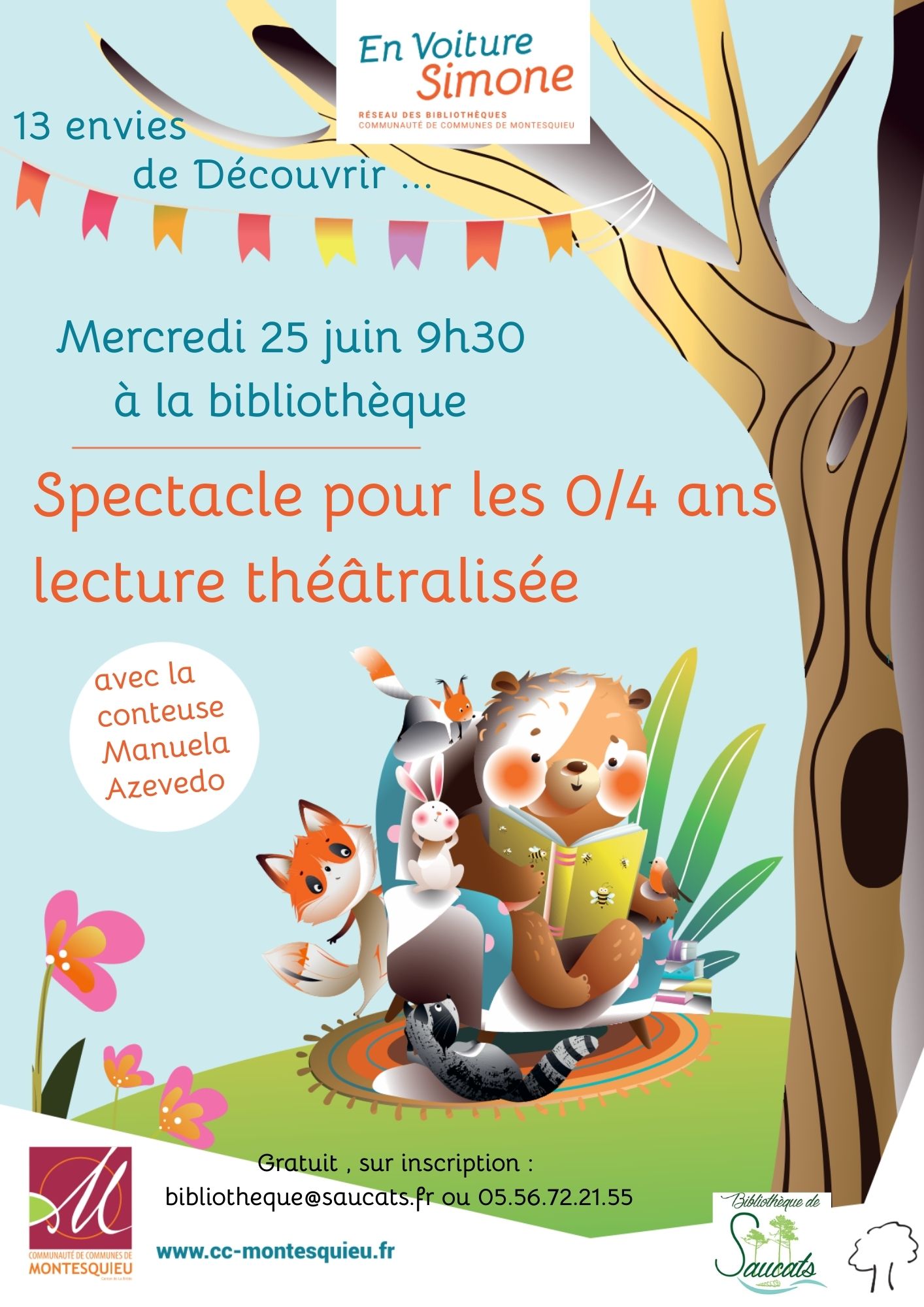 Bibliothèque: spectacle lecture théâtralisée "13 envies de découvrir"
