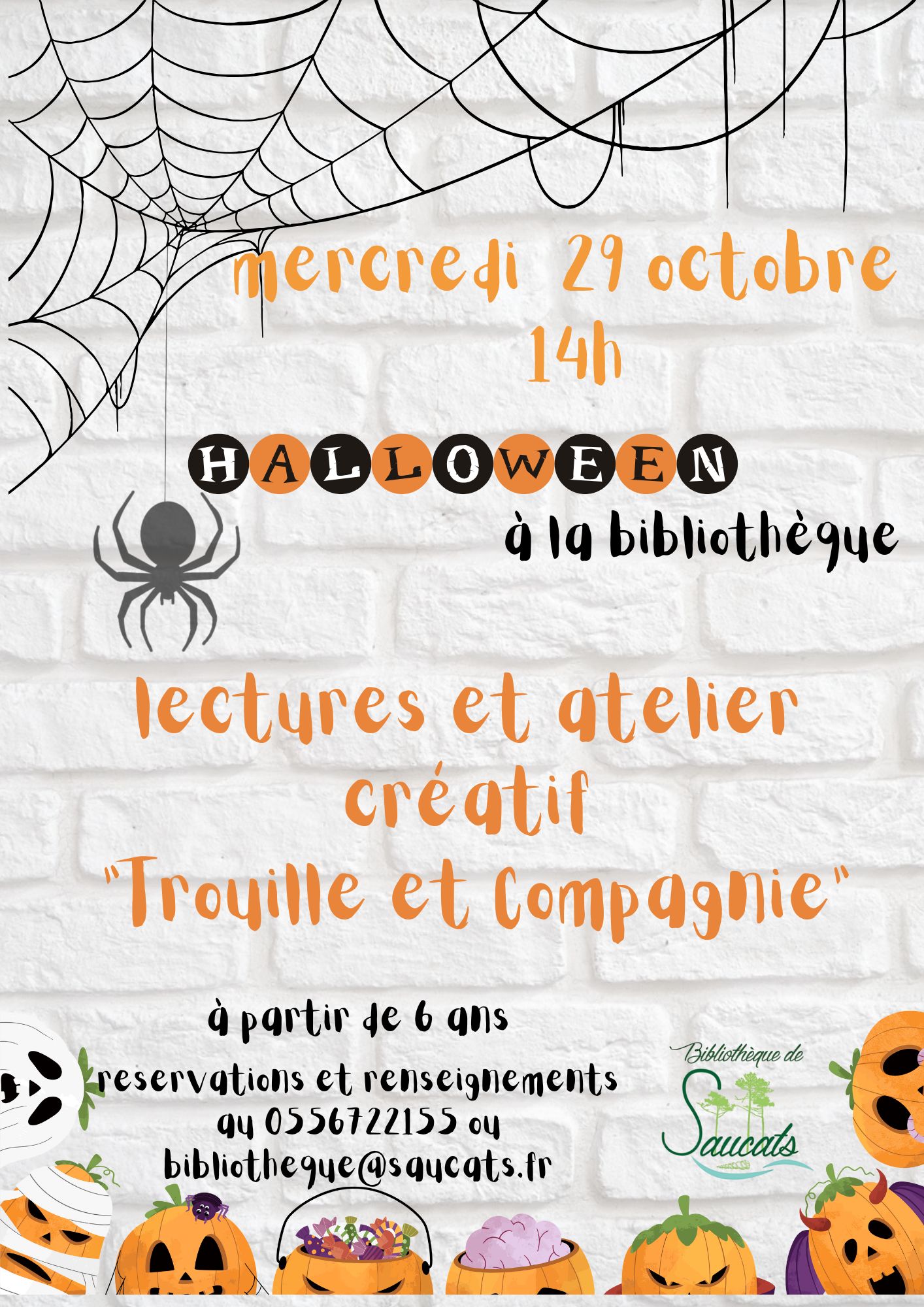Bibliothèque : lectures et atelier créatif Halloween