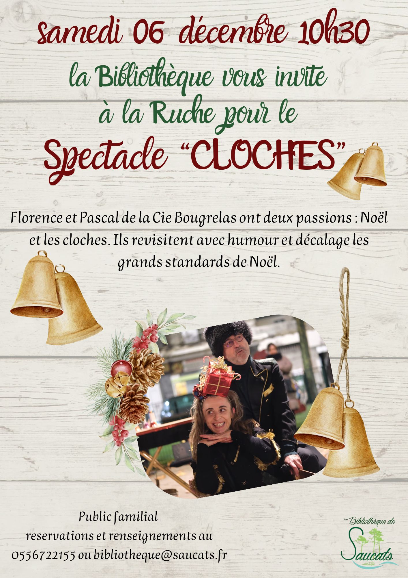 bibliothèque : spectacle de Noël "Cloches"