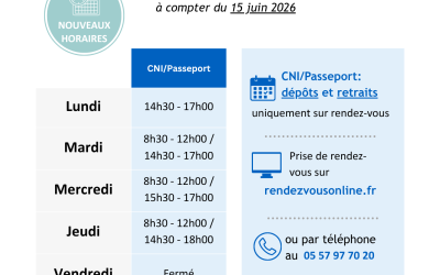 État-civil, CNI et Passeport : nouveaux horaires
