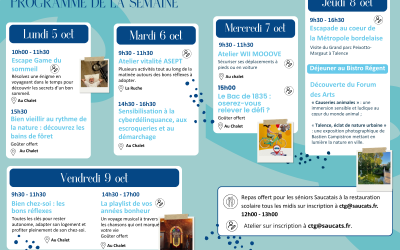 SEMAINE BLEUE SAUCATAISE – DU 5 AU 9 OCTOBRE 2026 💙